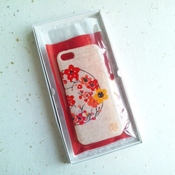 《受注製作》Wacon友禅和紙iPhone(5/5s)(5c)カバー［紅型梅］ 4枚目の画像