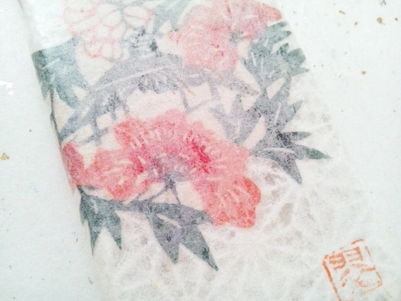 型號兼容！&lt;&lt;定制&gt;&gt; Wacon Yuzen日本紙iPhone保護套[麻葉x紅花牡丹] 第2張的照片
