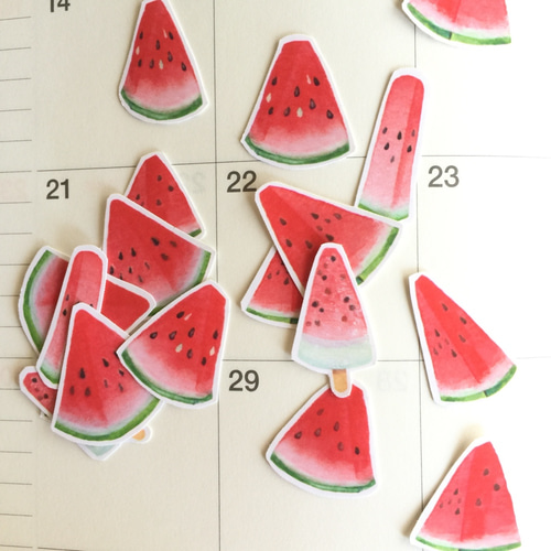 すいかスイカ西瓜フレークシール シール・ステッカー mayuuatelier