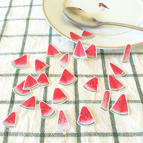 【C】 サマー　夏　スイカ　アイス　レターセット　フレークシール C】 サマー 夏 スイカ アイス レターセット フレークシール