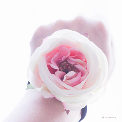◆ホワイトピンク【ケース付き】【ラッピング無料】フラワーヘアゴムRoseローズ 2枚目の画像