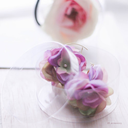 ◆ラベンダー紫　フラワーピアス・イヤリング Hydrangea 紫陽花Tearフープ　 5枚目の画像