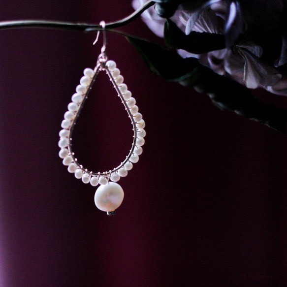 ■[特色]珍珠珍珠TearL-A耳環[免費送貨] [六月誕生石] [14kgf] 第2張的照片