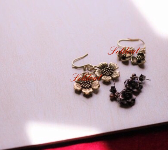 【限量數量】植物花卉花卉吊飾耳環·耳環美國白蠟錫 第3張的照片