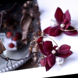 ◆【Creema Limited】花朵耳環·耳環迷你蘭花迷你蘭花·波爾多波爾多 第3張的照片