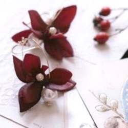 ◆【Creema Limited】花朵耳環·耳環迷你蘭花迷你蘭花·波爾多波爾多 第2張的照片