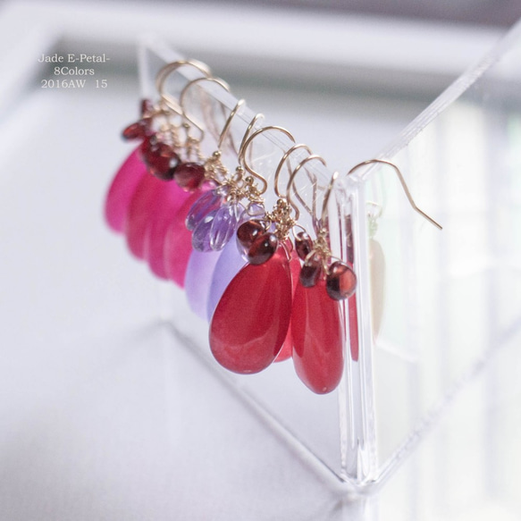 ◆紅色草莓紅色耳環[一月誕辰] [石榴石] ThreePetal花瓣 第6張的照片
