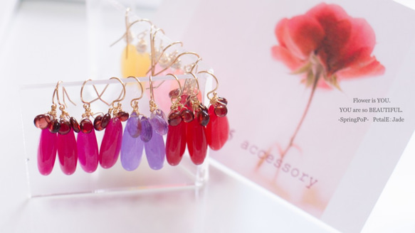 ◆紅色草莓紅色耳環[一月誕辰] [石榴石] ThreePetal花瓣 第7張的照片
