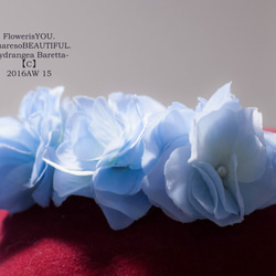 〇【ケース付き】フラワーフリルバレッタハイドランジア紫陽花 [Blueブルー系ライトブルー] 2枚目の画像