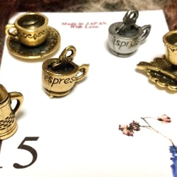 〇【限定数】Cafeカフェチャーム【CoffeeCupコーヒーカップ】アメリカンピューターPewter真鍮 4枚目の画像