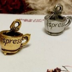 ◆【限定数】Cafeカフェチャーム【Espressoエスプレッソカップ】アメリカンピューターPewter真鍮 1枚目の画像
