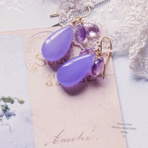 [夏季幸運袋]花瓣2點SetC紫紫藤紫[Creema限量版] [2月生日石] [紫水晶] 第2張的照片