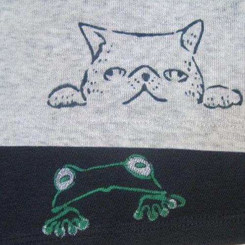 アートちっくTシャツ 三色二柄展開 サーカス猫 М・S(在庫無