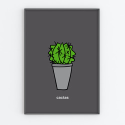 北欧デザインポスター 本格紙材使用 お部屋のインテリアにぴったりのサボテンポスター【cactus_no4】 1枚目の画像