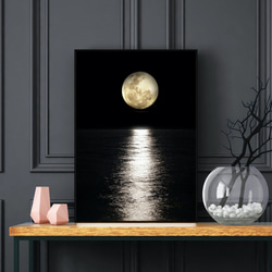 Moon over the sea アートポスター　月　ポスター　北欧　インテリア 2枚目の画像