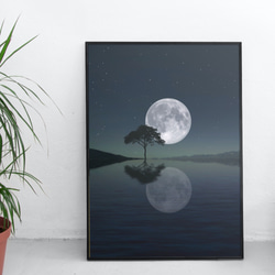 One moon and tree アートポスター　月　夜　海　ポスター　北欧　インテリア 3枚目の画像