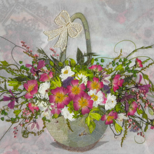 押し花アート ミニ薔薇の花かごデザイン その他アート 明日果