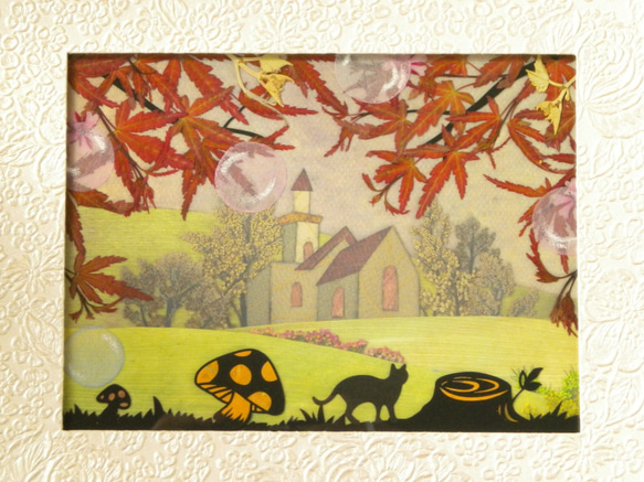 押し花アート　高原の秋（押し花絵） 2枚目の画像