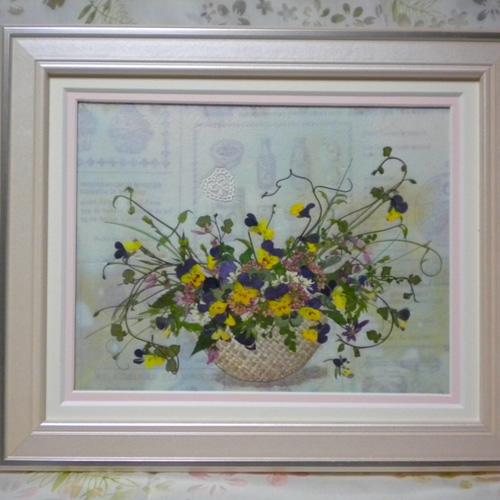 【真作】絵画　作者不詳　油彩　花　バスケットに咲く黄色い花の温もり　U12 花かごの絵画 真作】絵画 作者不詳 油彩 花 バスケットに咲く黄色い花の