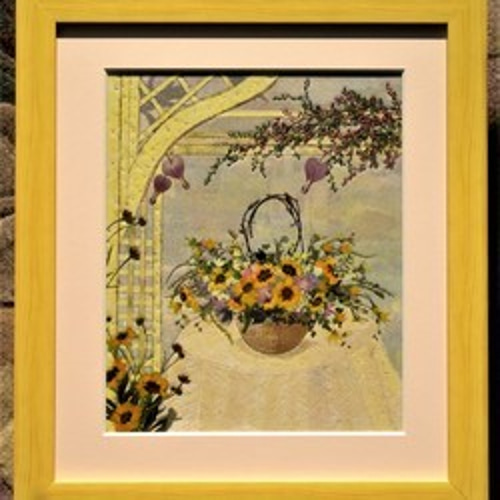 押し花アート　絵画 押し花アート 黄花コスモスのデザイン(押し花絵） - フルール