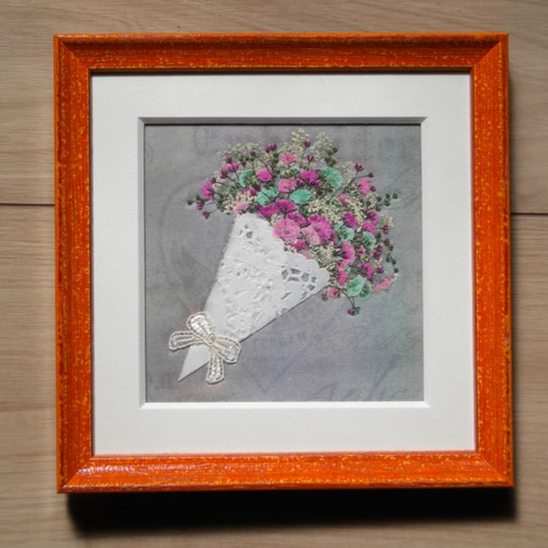 押し花アート　けまり絵 押し花アート かすみ草のブーケ(押し花絵） その他アート 明日果 通販
