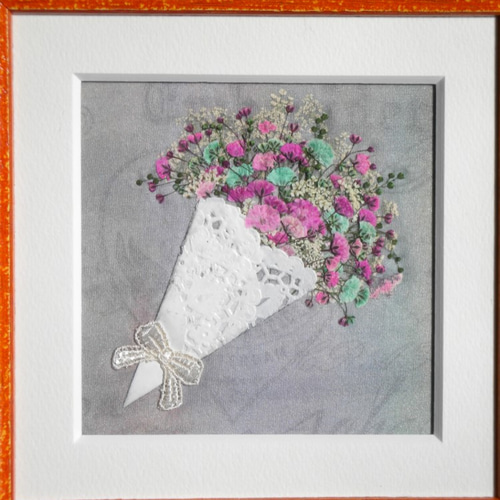 押し花アート かすみ草のブーケ(押し花絵） その他アート 明日果 通販