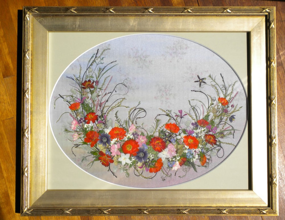 押し花アート 黄花コスモスのデザイン（押し花絵） その他アート