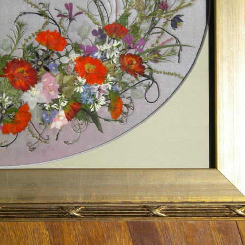 押し花アート 黄花コスモスのデザイン（押し花絵）