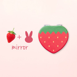 イチゴとうさぎのミラー　苺　うさぎ　鏡 1枚目の画像