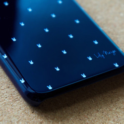 うさぎたくさんドットスマホケース・紺しろうさぎ 2枚目の画像