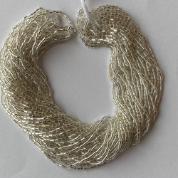 ヴィンテージ竹ビーズ★イタリア製ヴェネツィア★シルバーラインクリア色★1m★リュビネル針★糸通しビーズ★VV2C-SLB 2枚目の画像