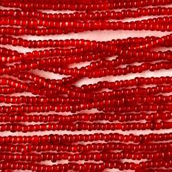 ヴィンテージビーズ★イタリア製ヴェネツィア★15/0サイズ ★濃い赤色★1m★リュビネル針★糸通し★VV15DR-T 3枚目の画像