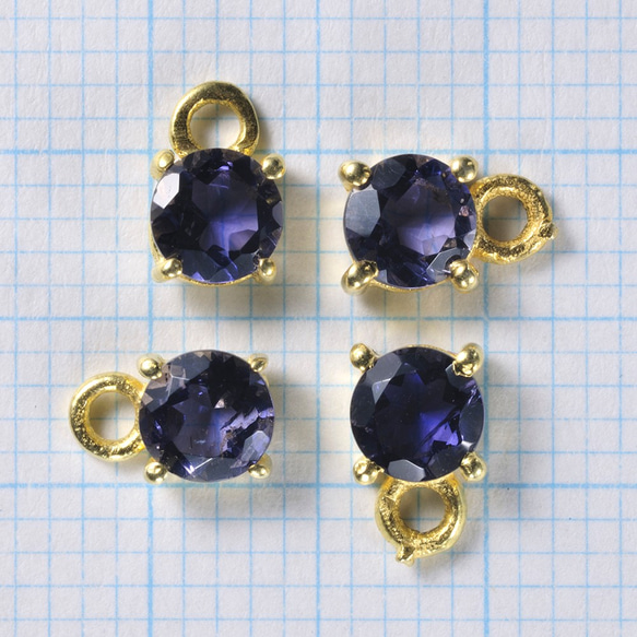 宝石質アイオライト 枠留めラウンドファセットカット4×4mm 3枚目の画像