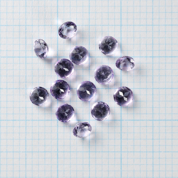 5粒売り　宝石質ピンクアメジスト 穴なし ラウンド ファセットカット3mm 3枚目の画像