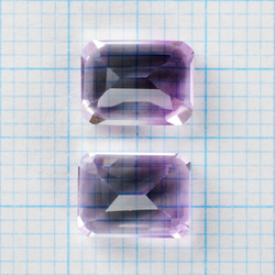 宝石質バイカラーアメジスト　レクタングルファセットカット8×6mm 3枚目の画像