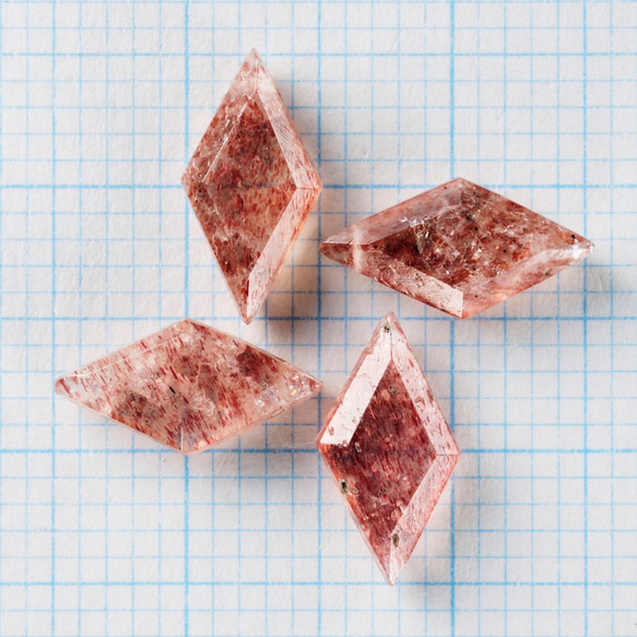 2粒売り 宝石質ピンクエピドート(アフリカンストロベリークォーツ)AA++ダイヤカット10×5mm 3枚目の画像
