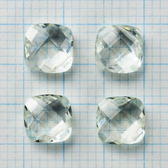 2粒売り　宝石質グリーンアメジストAAA　ダイヤカット（クッションカット）7mm 3枚目の画像