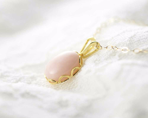 K14GF ピンクオパールのシンプルネックレス ネックレス・ペンダント
