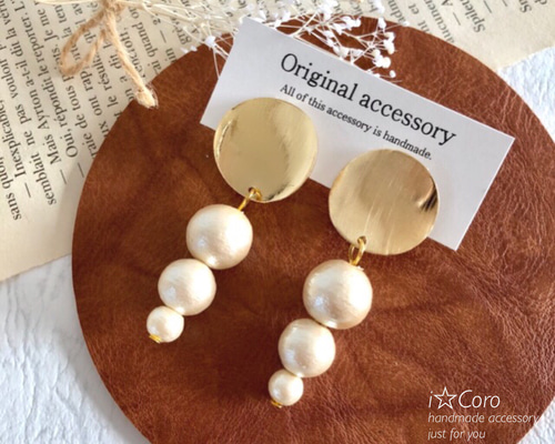 ゴールドプレート×コットンパール♢earring イヤリング 