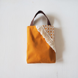 昭和レトロなオレンジ花柄バッグ 4枚目の画像