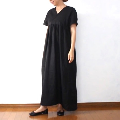 美品 ブラックスブラザーズ ロングワンピース アイリッシュリネン100% 黒 上質なリネン ギャザーロングワンピース ドレス ブラック 黒 丈長さ
