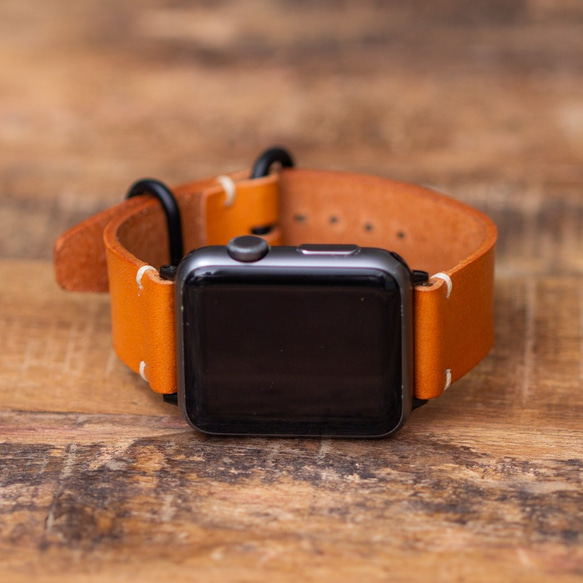 AW6 オイルバケッタ Apple Watch 用 イタリアンレザー 革ベルト 腕時計  series 7 対応 1枚目の画像