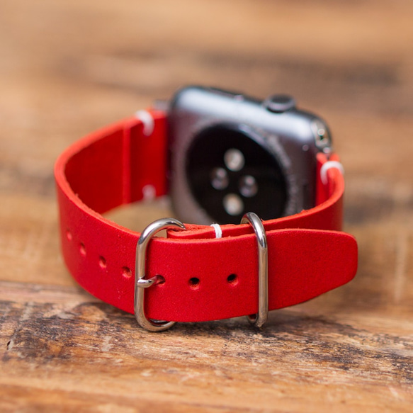 AW8 紅蘋果手錶 義大利皮革錶帶手錶 7 系列相容 第3張的照片