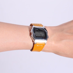 g HERMES エルメス 糸使用♪ CASIO A158専用 アリゾナ レザー 革ベルト 腕時計 6枚目の画像
