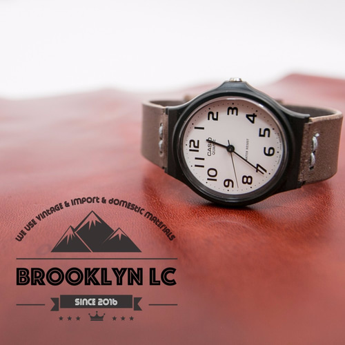 海外専用】グレー 腕時計 最高級レザー エルバマット CASIO MQ24専用