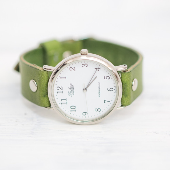 生動的綠色皮革皮帶手錶 Chipsici 遇見意大利皮革 1 第1張的照片