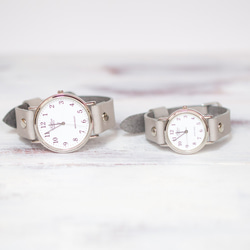 アイスグレー 待望の小さいフェイス♪ チプシチ レザー ライトグレー 革ベルト 腕時計 4枚目の画像