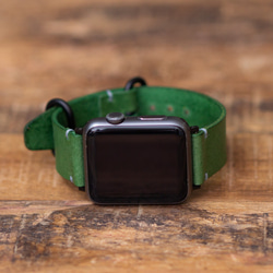 AW2 マットグリーン Apple Watch 用 イタリアンレザー 革ベルト 腕時計  series 8 対応 1枚目の画像