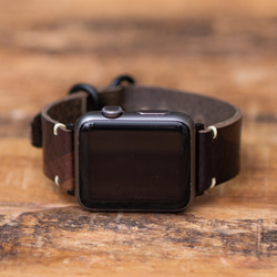 AW5【新作】 Apple Watch 用 カモ 迷彩グレー イタリアンレザー 革ベルト 腕時計  series 7対応 1枚目の画像