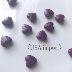 〈USA import〉 パープル×ゴールドグリッター アクリル ハートビーズ  (8個) 1枚目の画像
